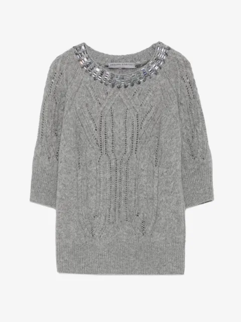 Ermanno Scervino crystal-embellished cable-knit cashmere sweater