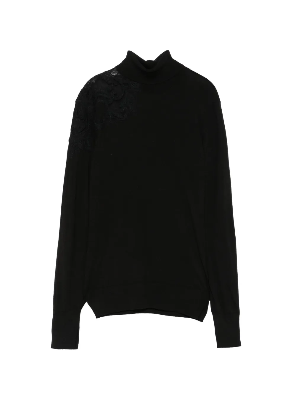 Ermanno Scervino lace-panel turtleneck sweater Zwart