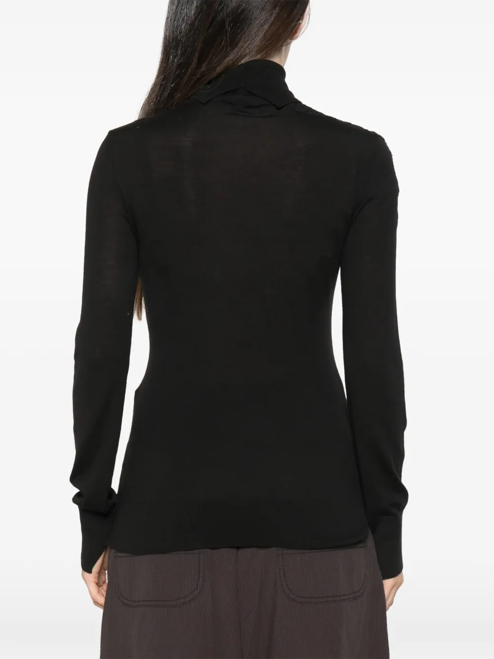 Ermanno Scervino lace-panel turtleneck sweater Zwart