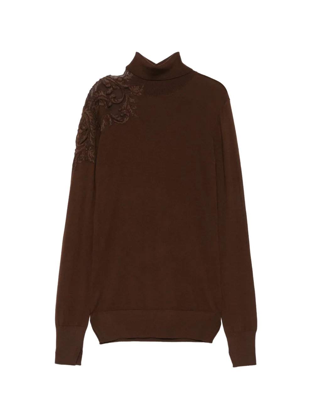 Ermanno Scervino lace-panelled roll-neck sweater - Marrone
