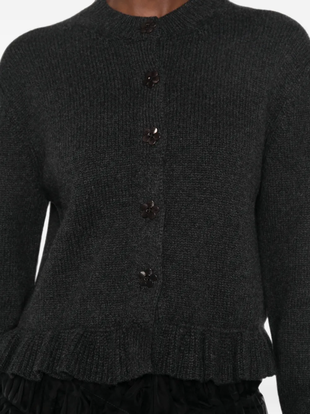 Cecilie Bahnsen Ruffled Floral-button Cardigan in Grey, view 5