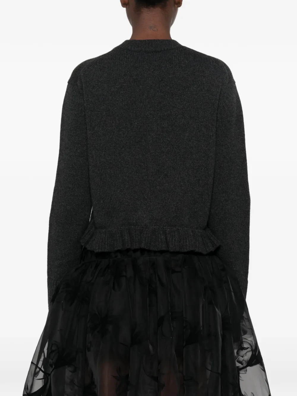Cecilie Bahnsen Ruffled Floral-button Cardigan in Grey, view 4