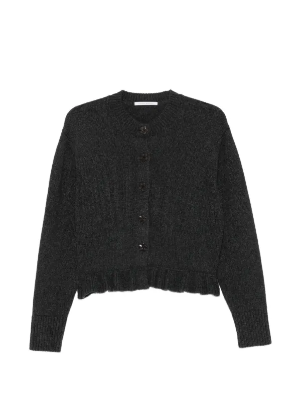 Cecilie Bahnsen Ruffled Floral-button Cardigan in Grey
