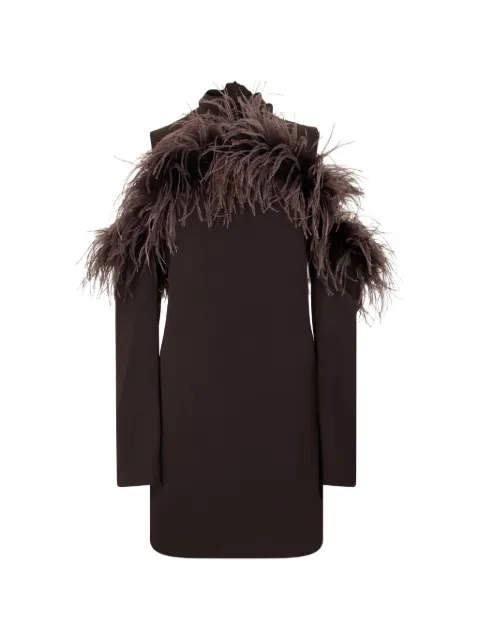 P.A.R.O.S.H. vestido con hombros descubiertos y ribete de plumas