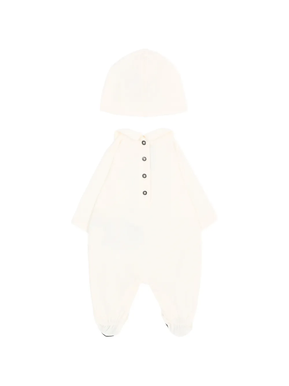 Balmain Kids Katoenen romper en muts met print Beige