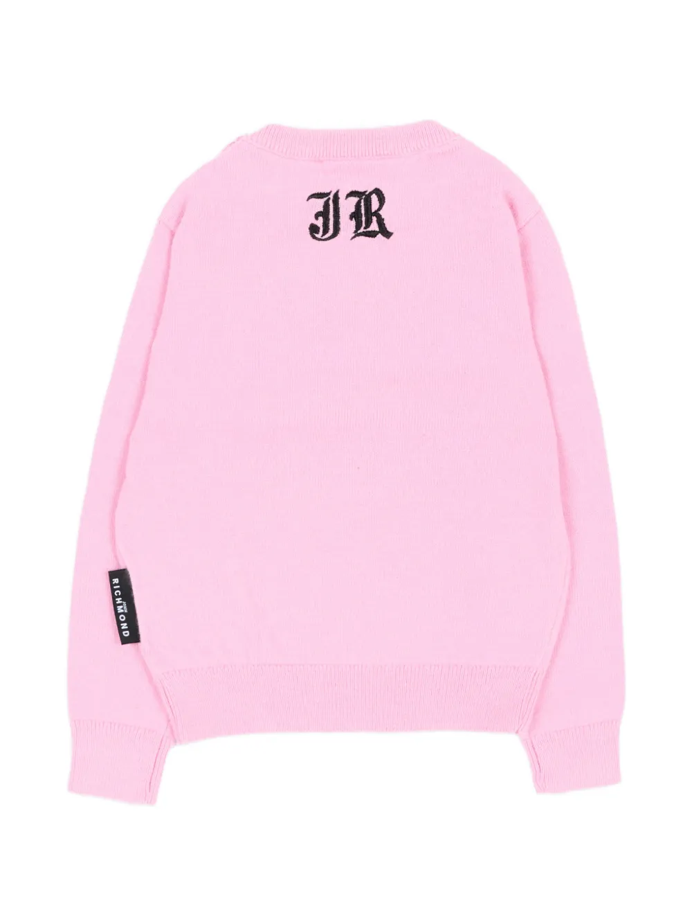 John Richmond Junior Trui met knoop-detail en logo-intarsia Roze