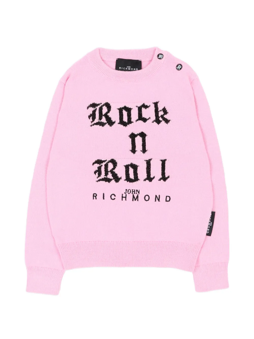 John Richmond Junior logo-intarsia button-detail sweater - Rosa