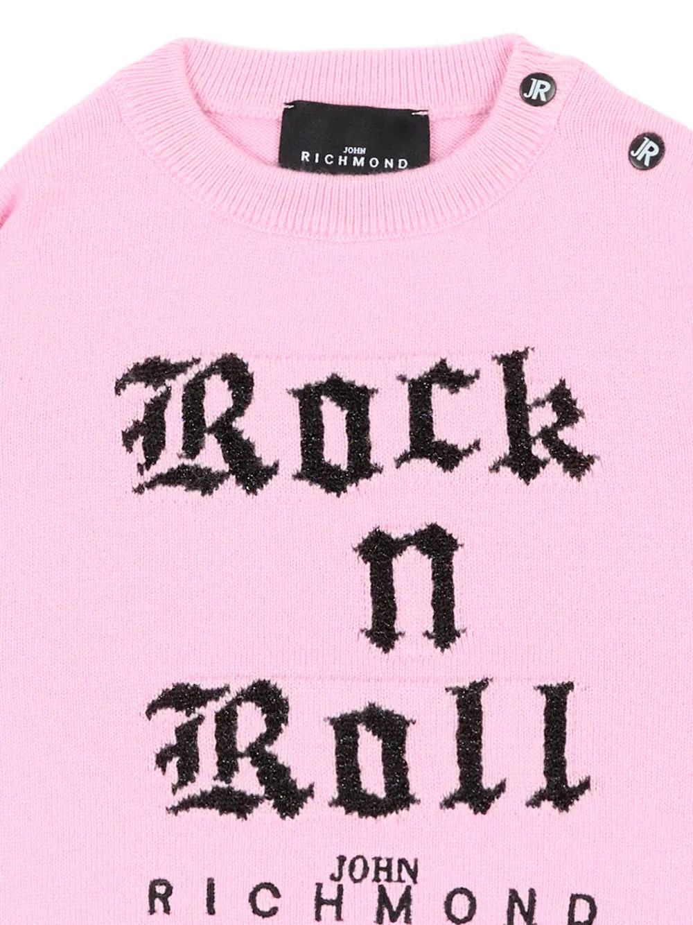 John Richmond Junior Trui met knoop-detail en logo-intarsia Roze