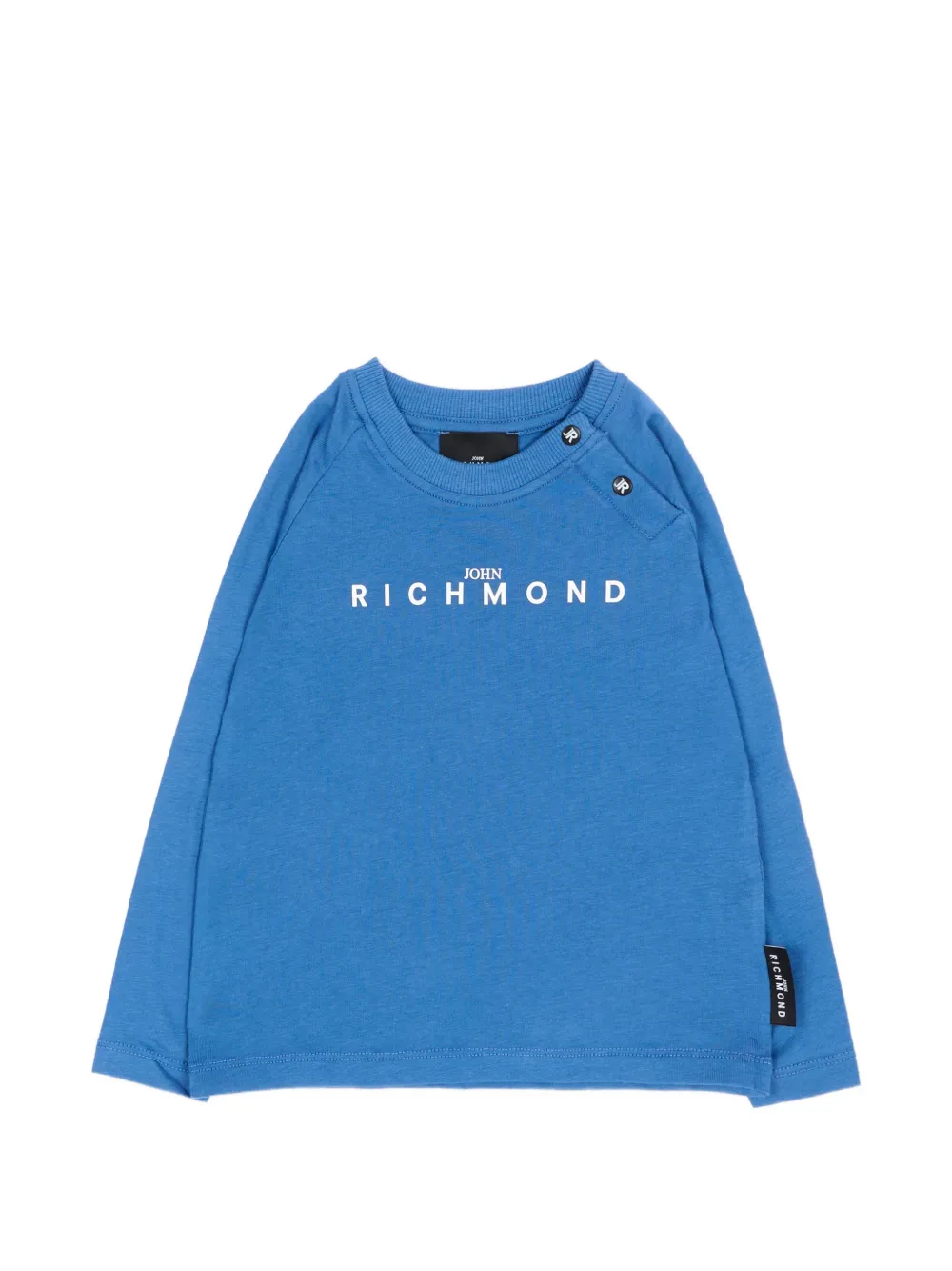 John Richmond Junior logo-print shoulder-button T-shirt - Blu
