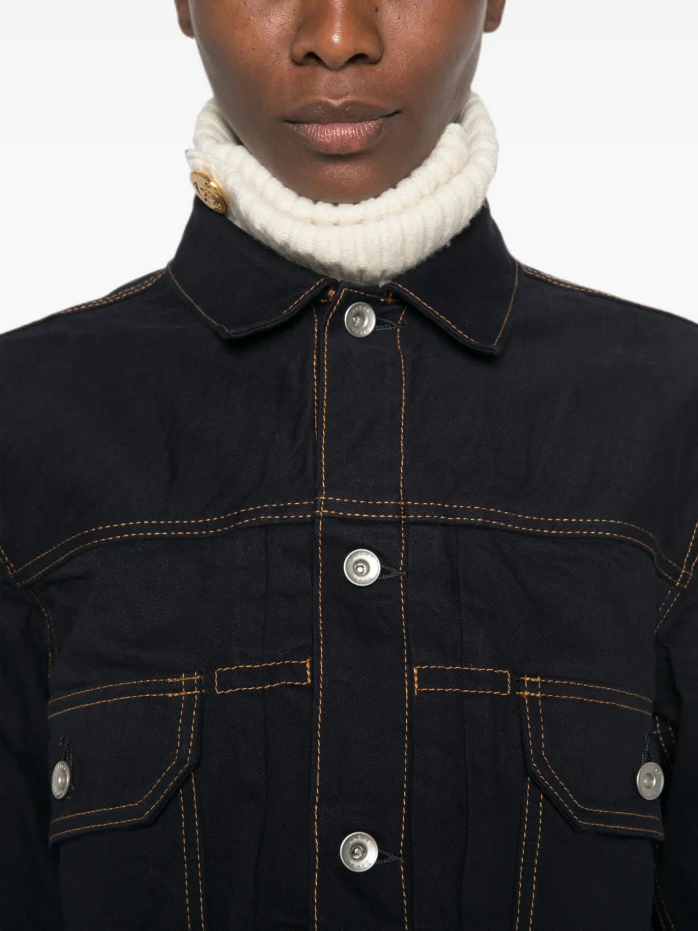 sacai Layered-design Raw-cut Jacket in Blue, view 5