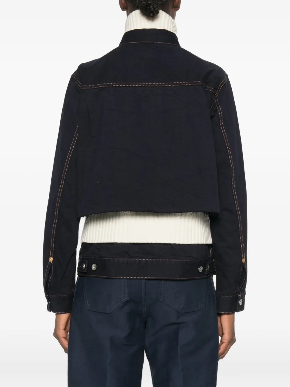 sacai Layered-design Raw-cut Jacket in Blue, view 4