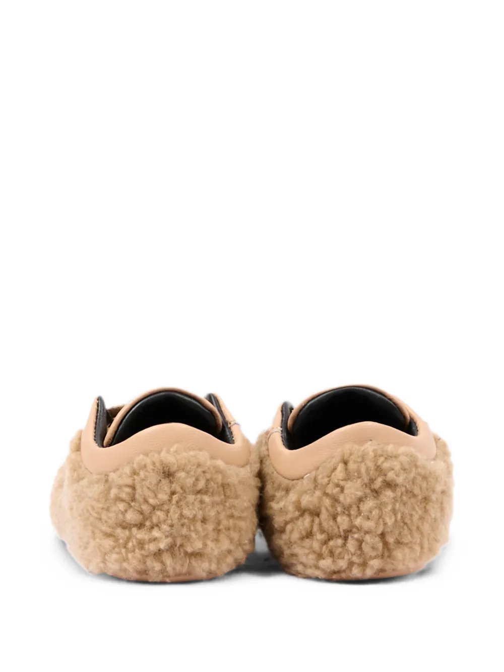Moschino Kids shearling-effect logo-patch sneakers Beige
