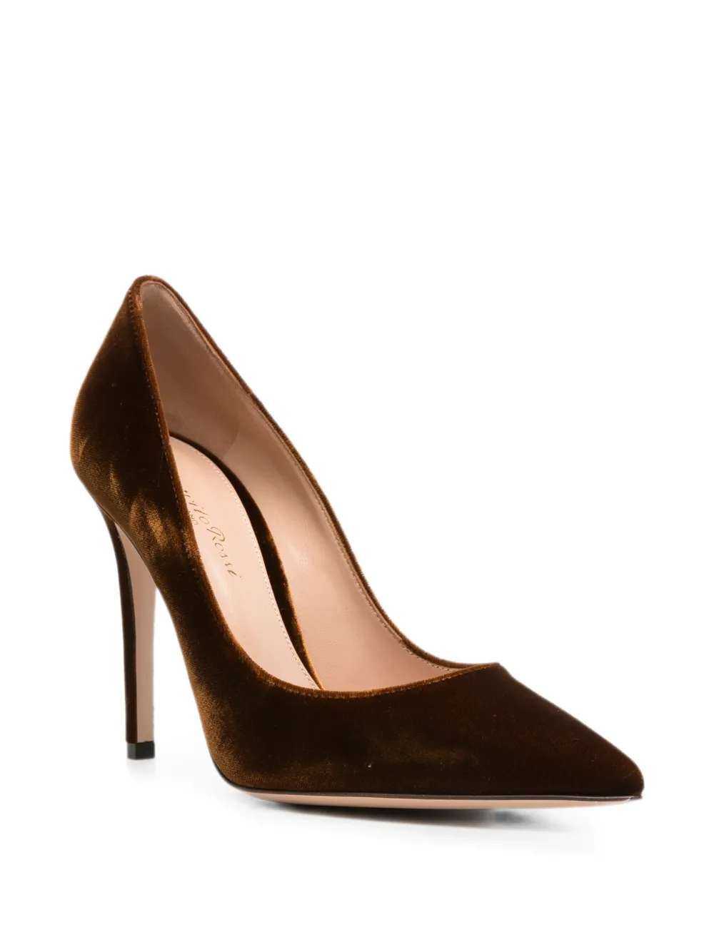 Gianvito Rossi pointed-toe velvet pumps Bruin