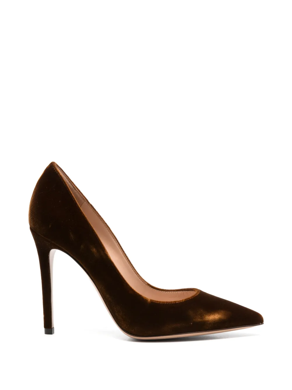 Gianvito Rossi pointed-toe velvet pumps Bruin