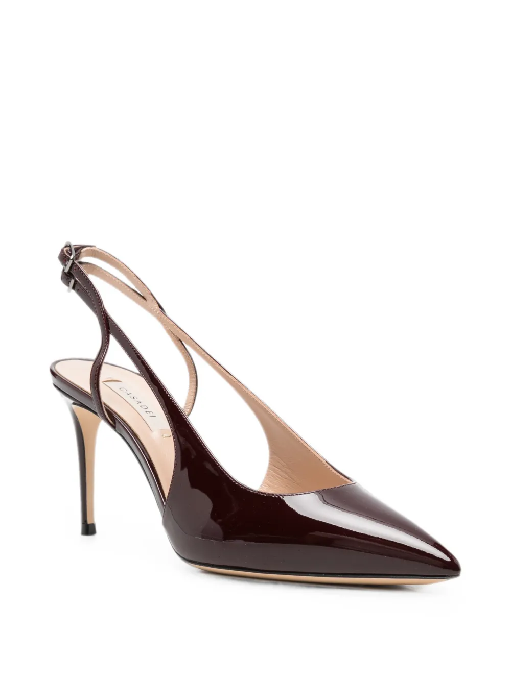 Casadei patent-finish slingback pumps Rood