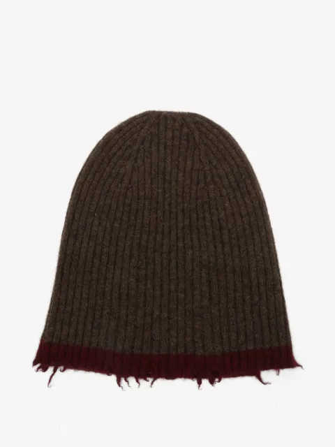 Uma Wang ribbed frayed-edge beanie hat