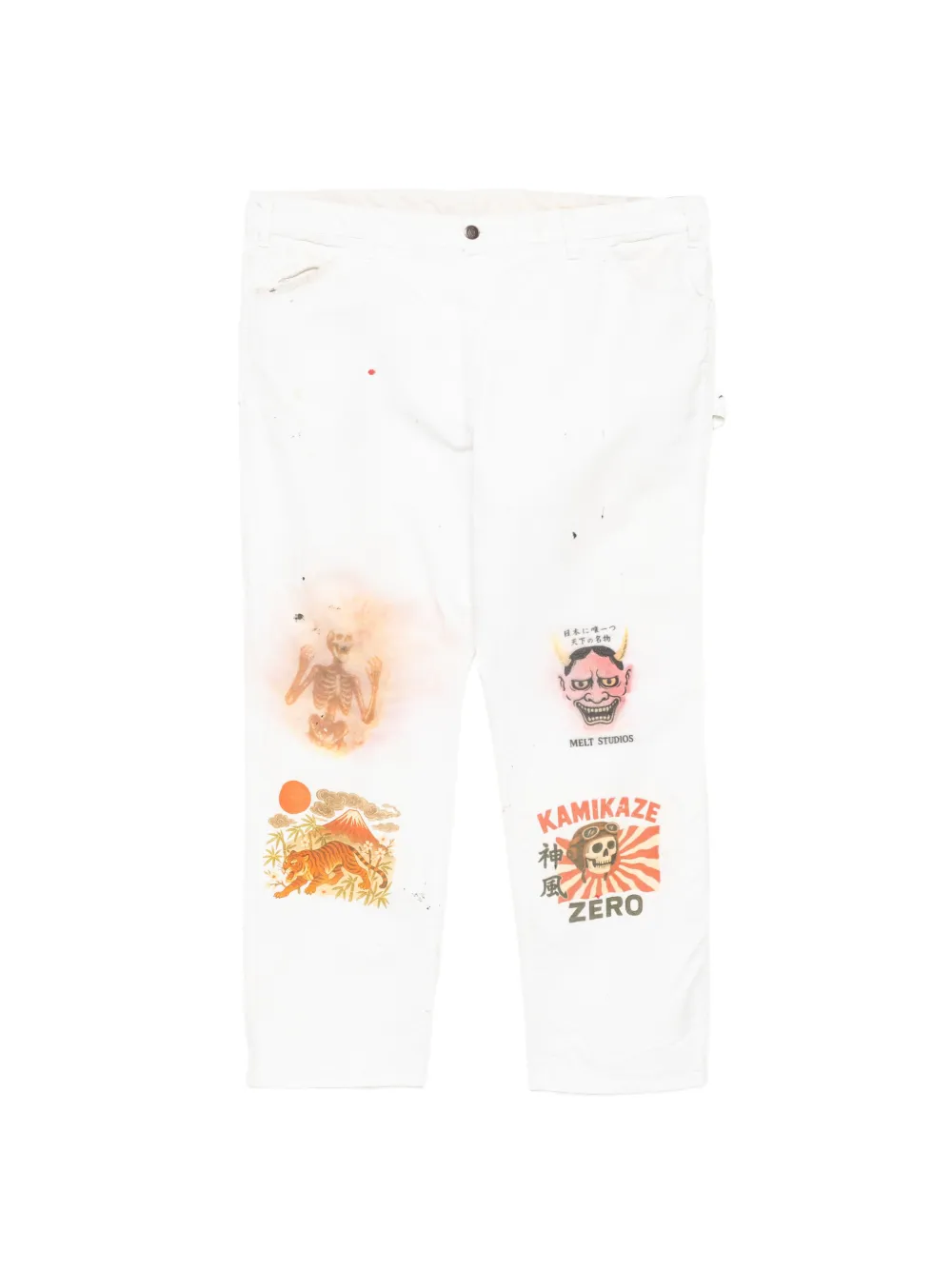Melt graphic-print carpenter jeans - Weiß