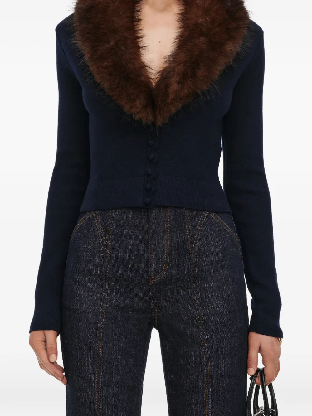 Self-Portrait Gebreid vest van imitatiebont Blauw
