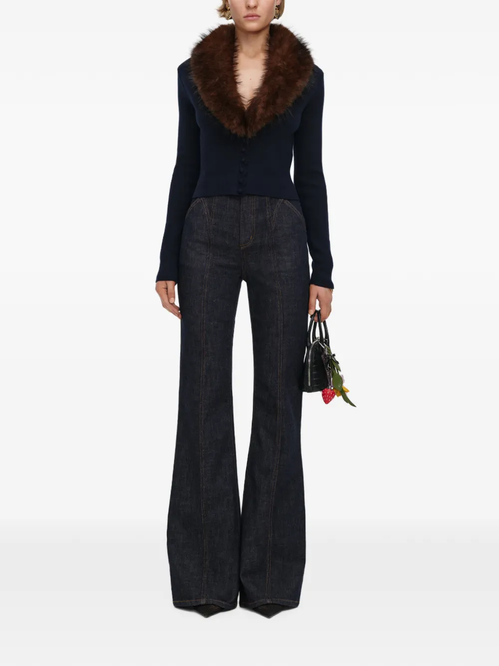 Self-Portrait Gebreid vest van imitatiebont Blauw