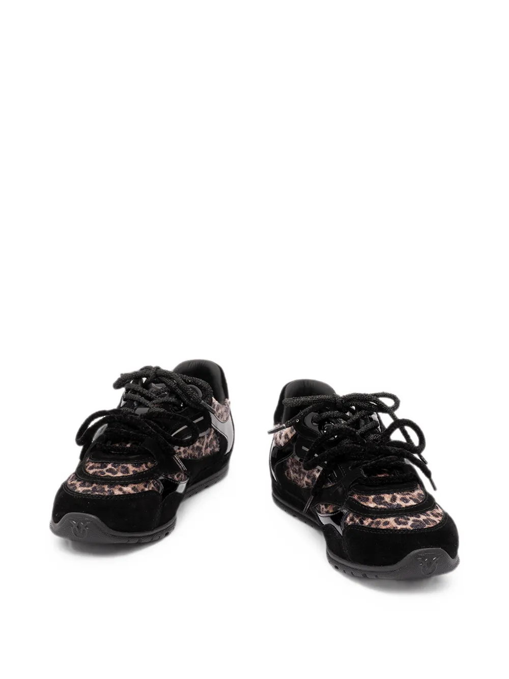 PINKO Yulia 01 leopard-print panelled sneakers Zwart