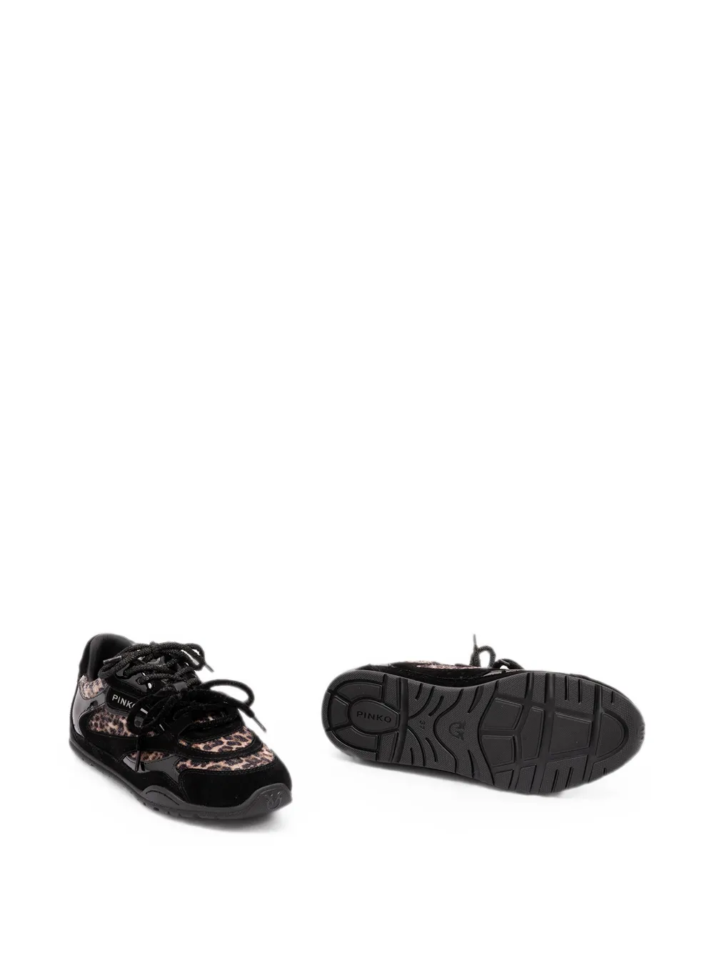 PINKO Yulia 01 leopard-print panelled sneakers Zwart