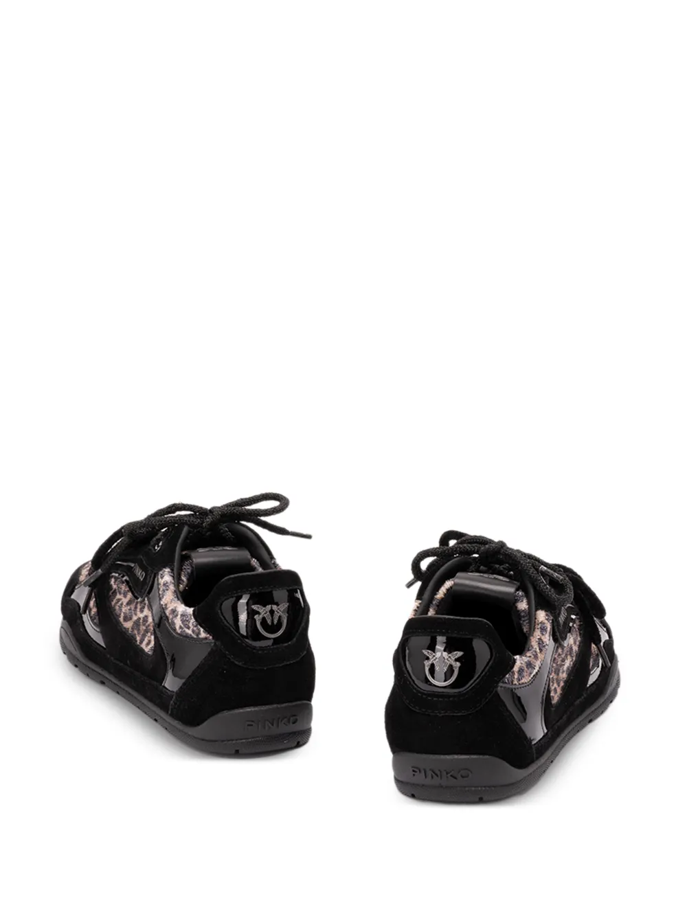 PINKO Yulia 01 leopard-print panelled sneakers Zwart