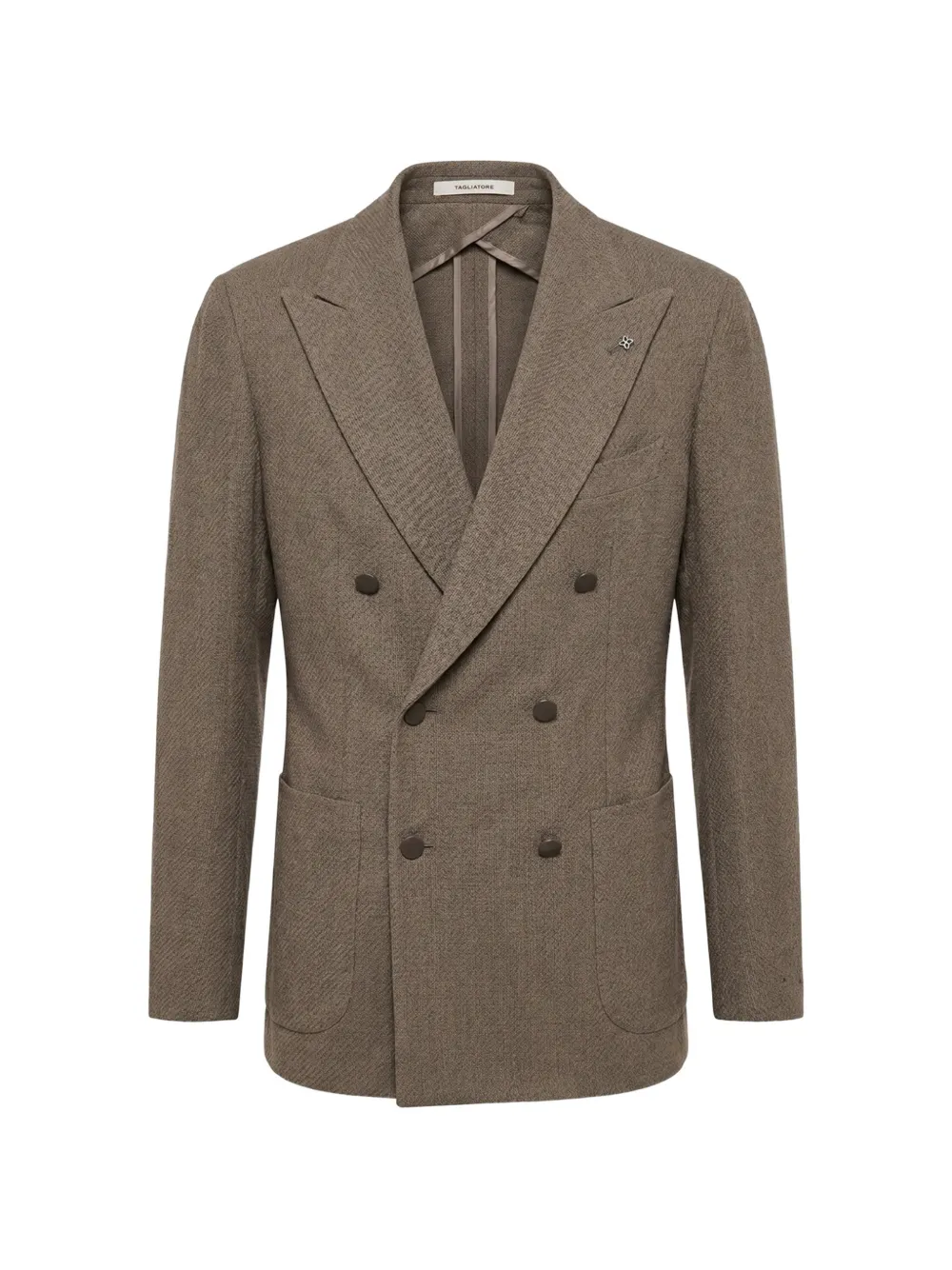 Tagliatore Double-breasted Peak-lapel Blazer In Brown