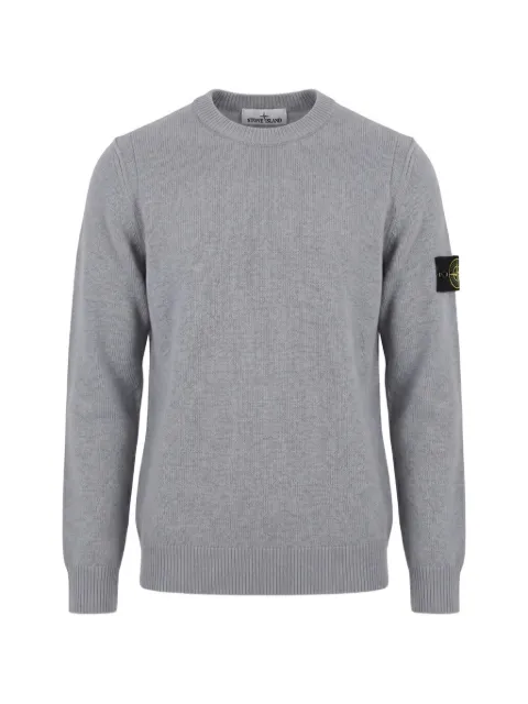 Stone Island sweater med logomærke og rund hals