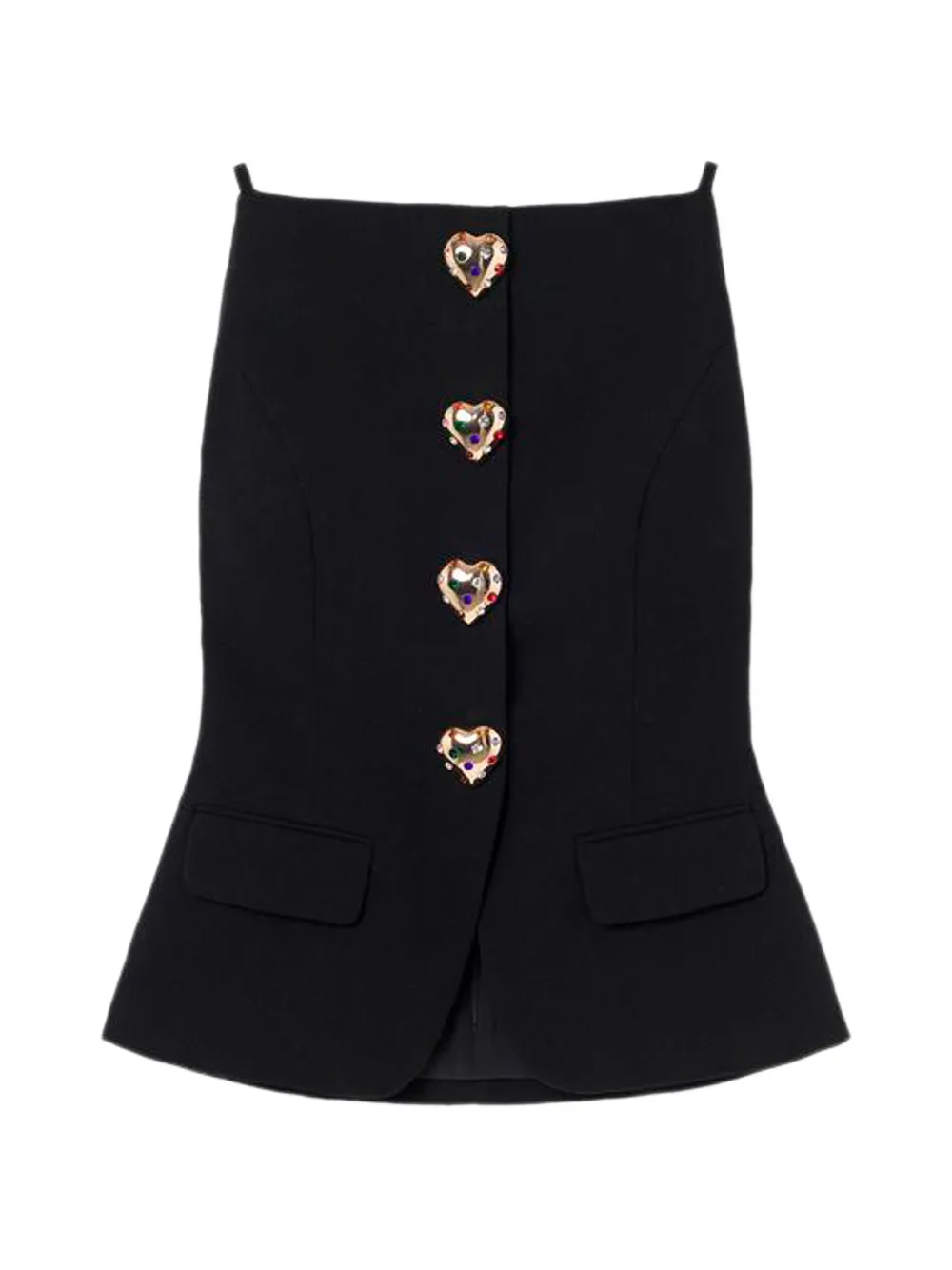Self-Portrait black wool crepe top - Nero