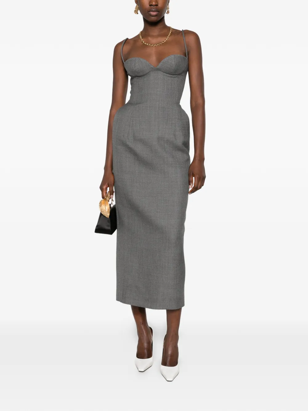 Magda Butrym sweetheart-neck bustier midi dress Grijs
