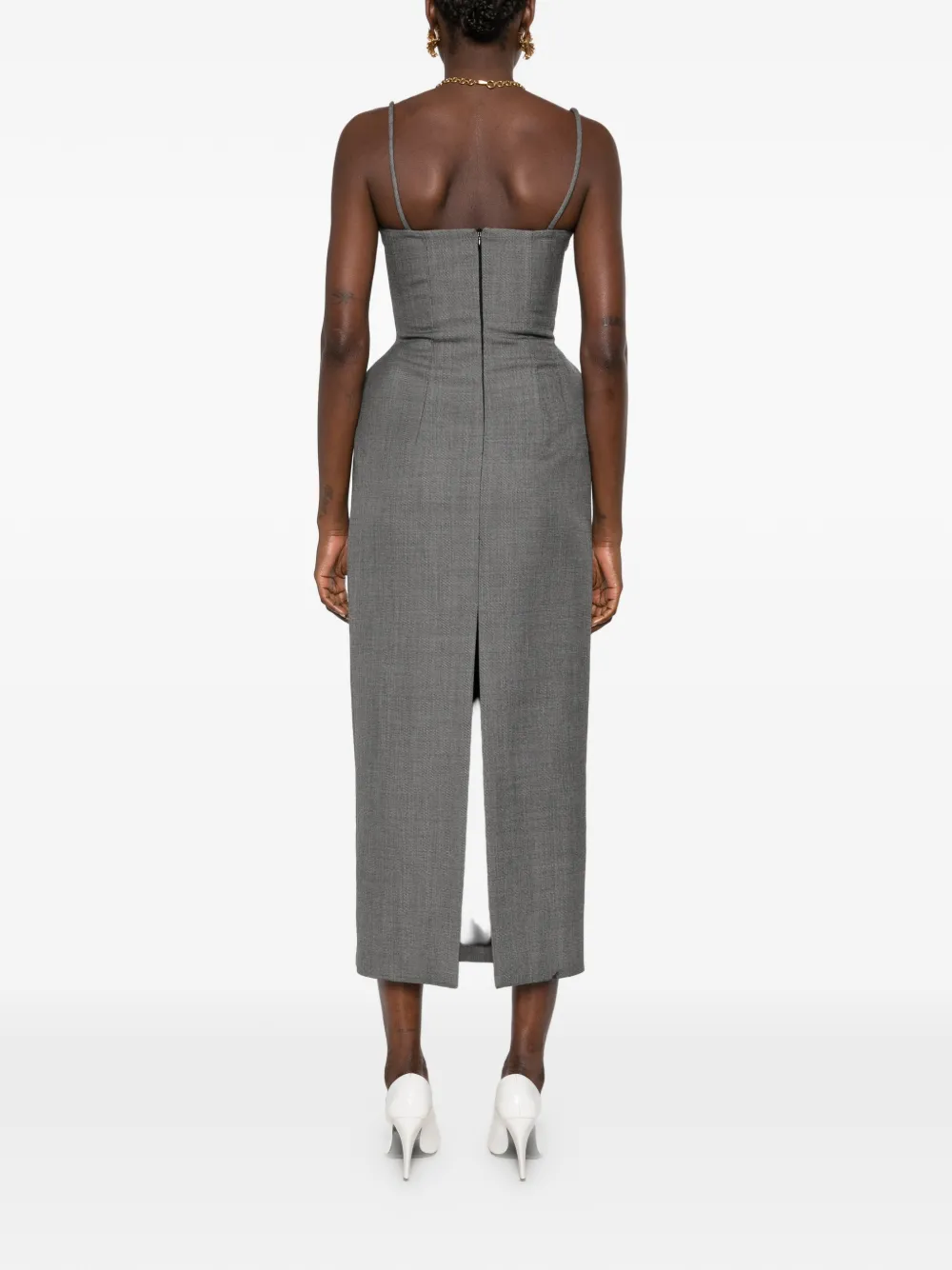 Magda Butrym sweetheart-neck bustier midi dress Grijs