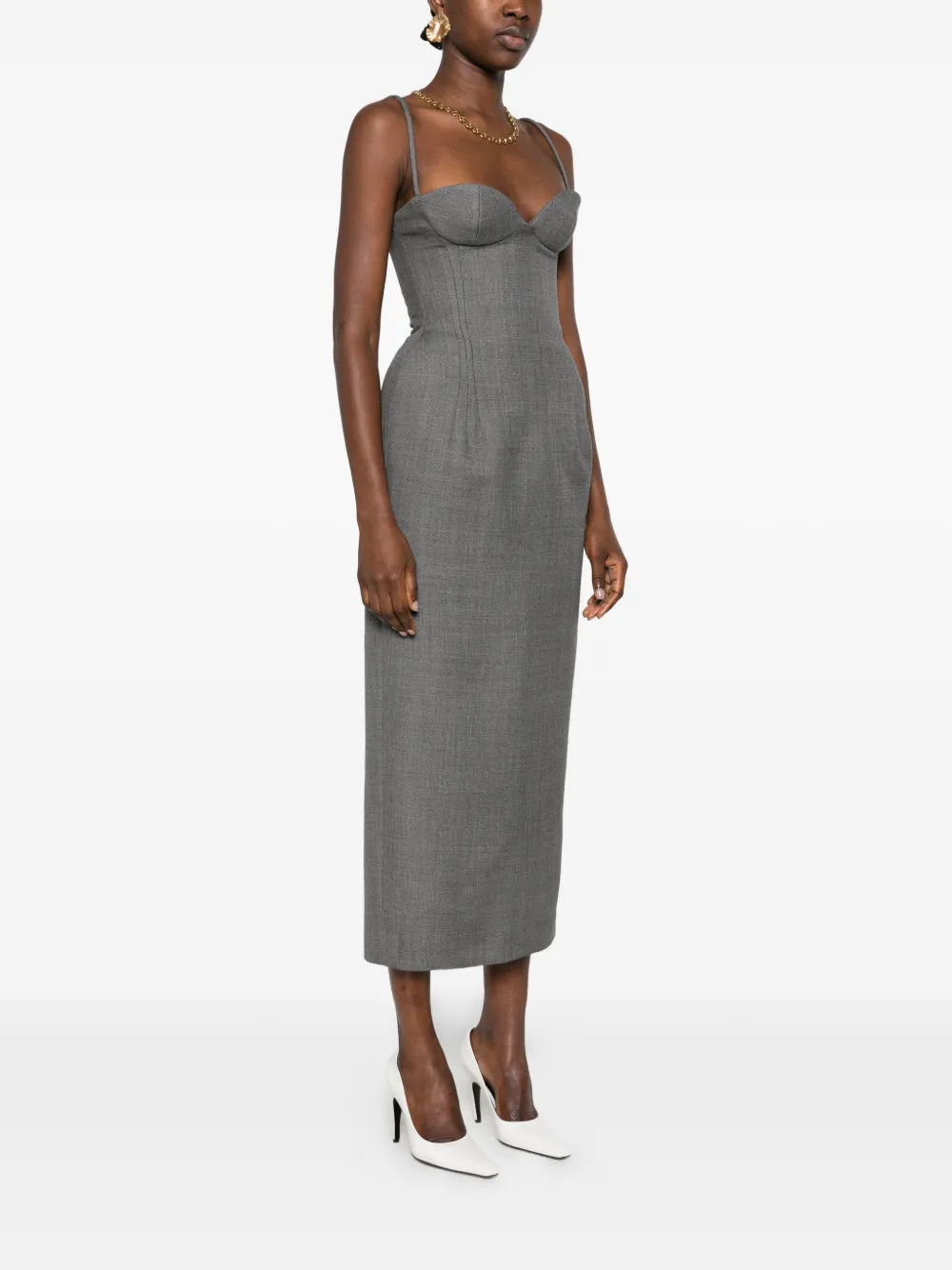 Magda Butrym sweetheart-neck bustier midi dress Grijs