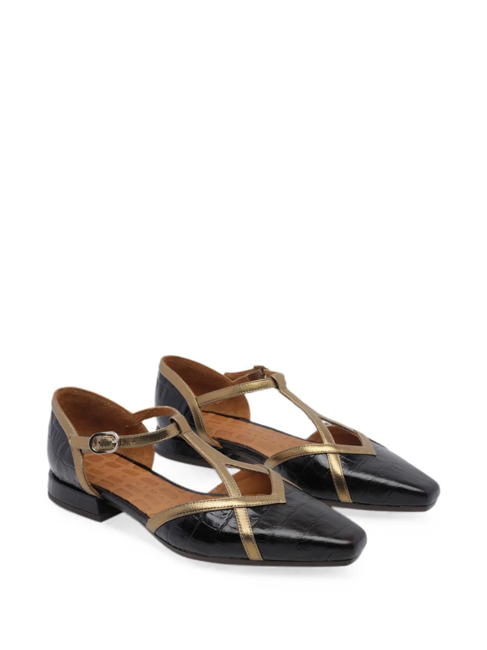 Chie Mihara leather T-bar ballet flats Zwart