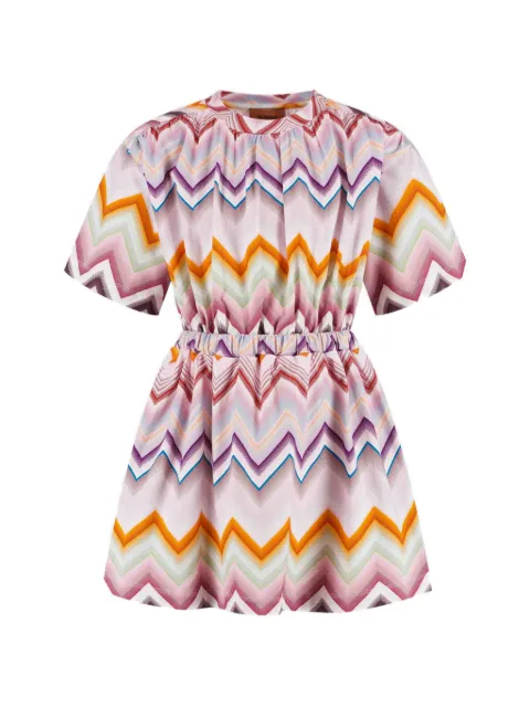 Missoni Kids zigzag-print pleated dress