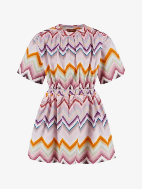 Missoni Kids vestido plisado con estampado en zigzag