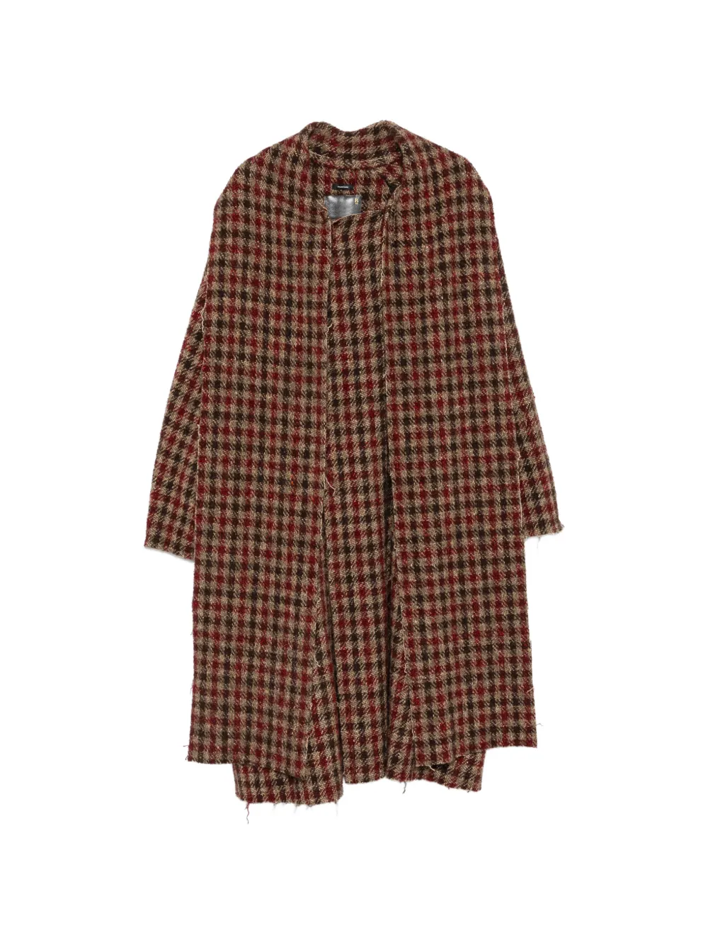 R13 check-pattern double-breasted coat - Braun