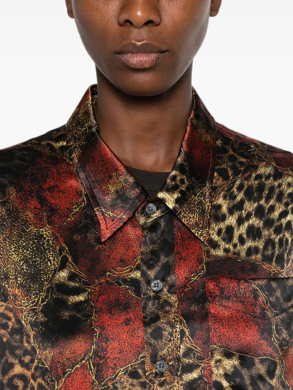 R13 Blouse met luipaardprint Rood