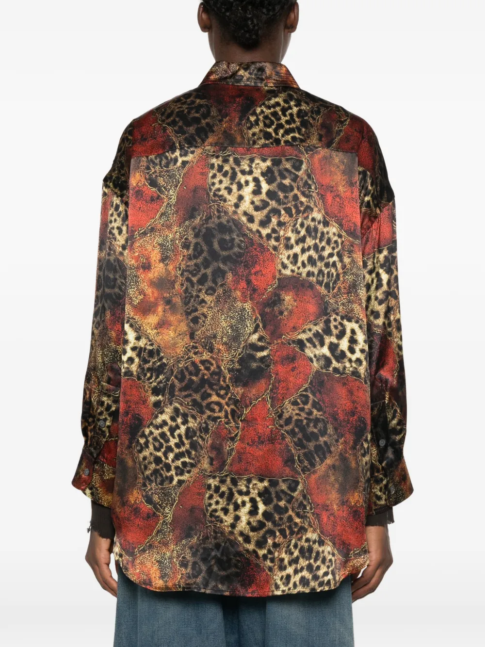 R13 Blouse met luipaardprint Rood
