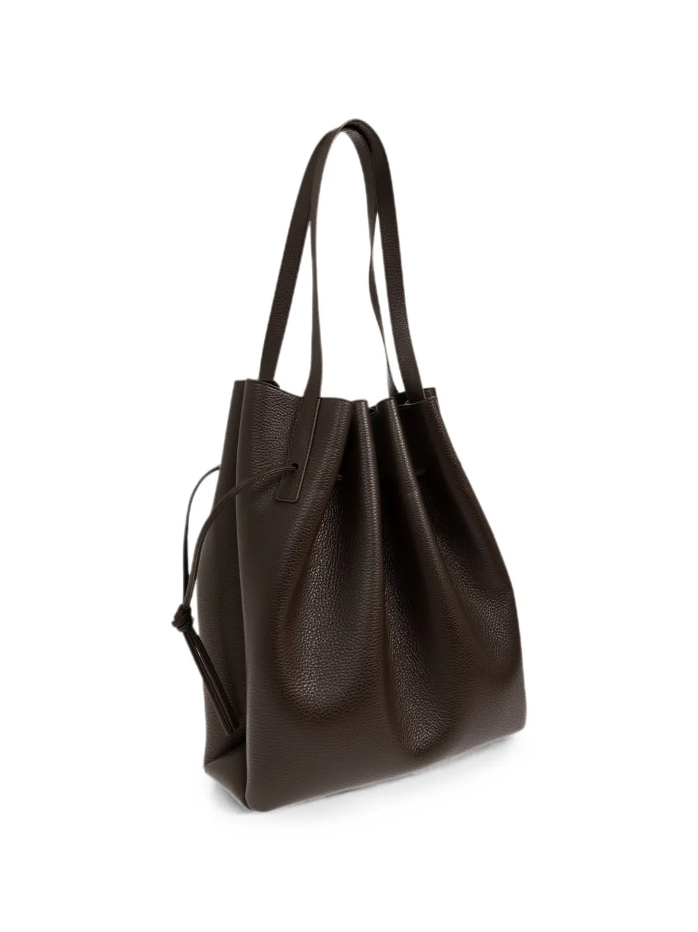 Yuzefi Scallop shopper van bewerkt leer Bruin