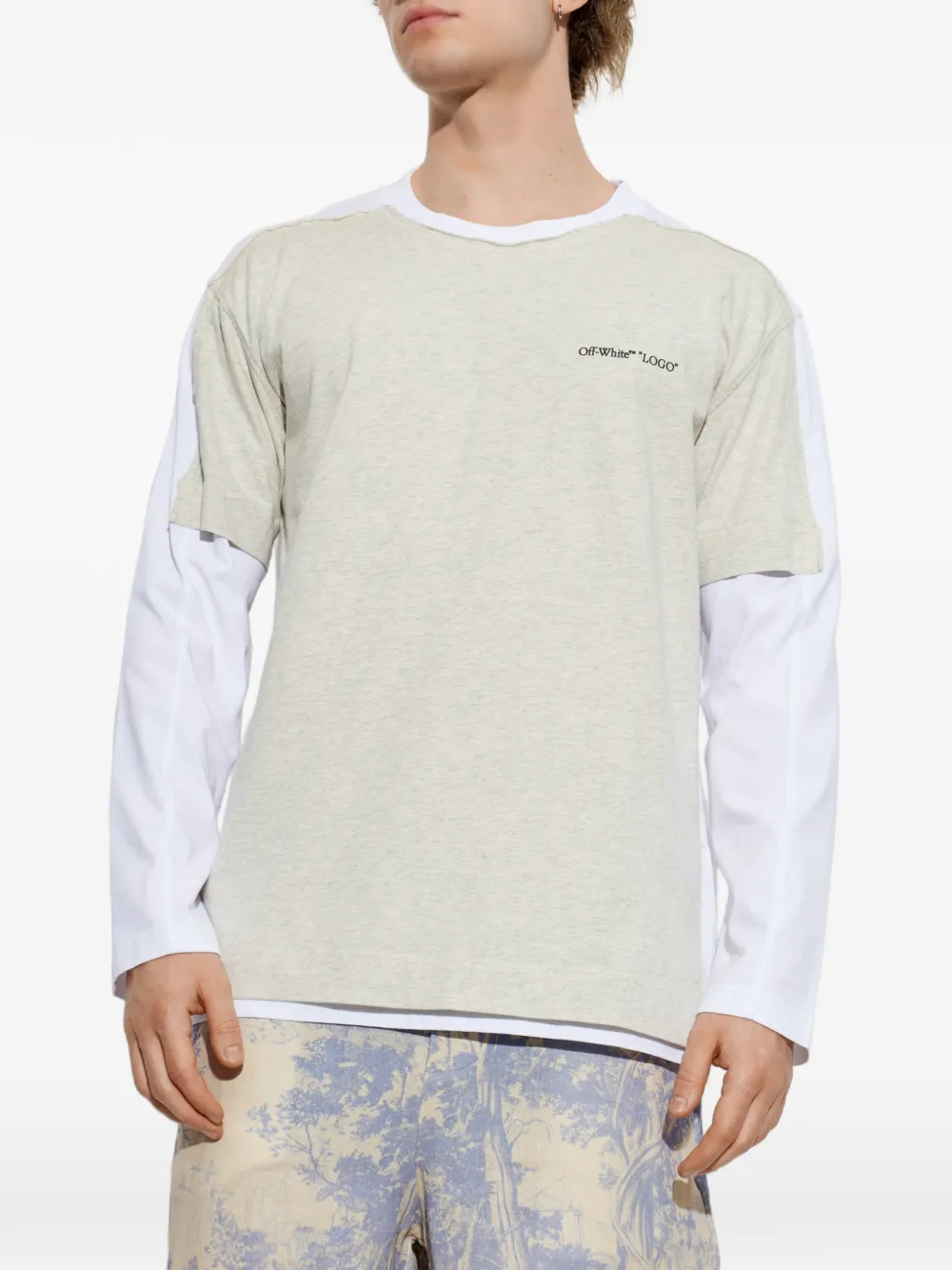 Off-White T-shirt met logoprint Beige