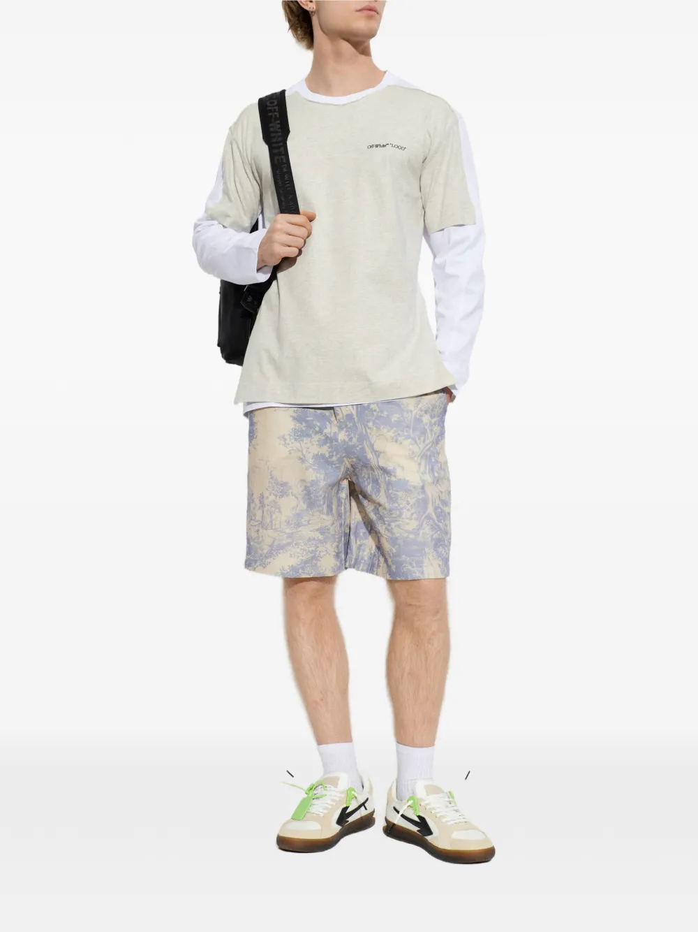 Off-White T-shirt met logoprint Beige