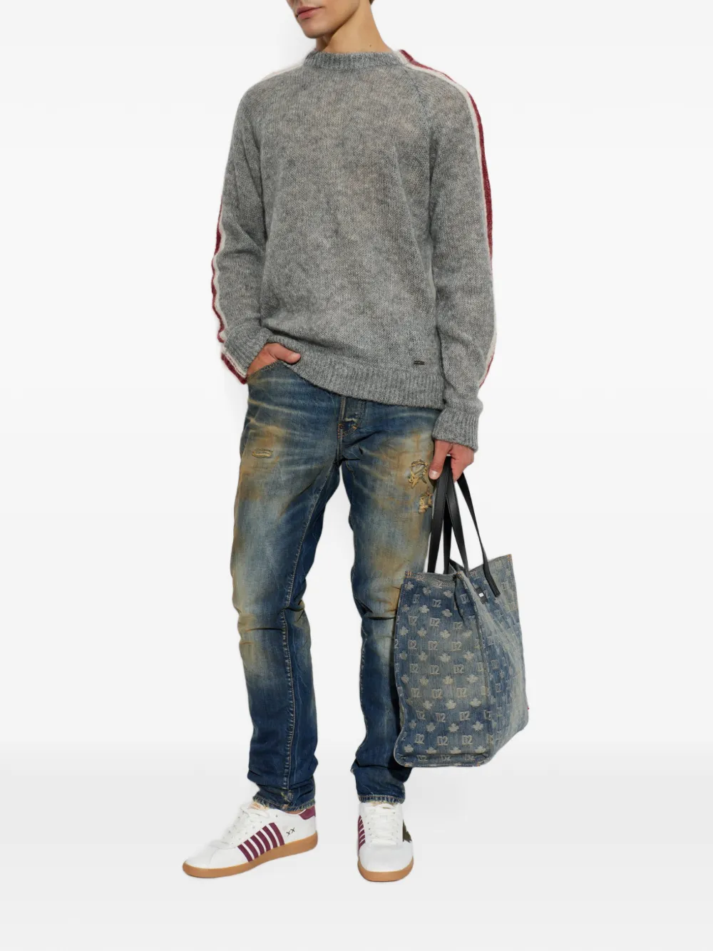 DSQUARED2 Trui met raglanmouwen en zijstreep Grijs
