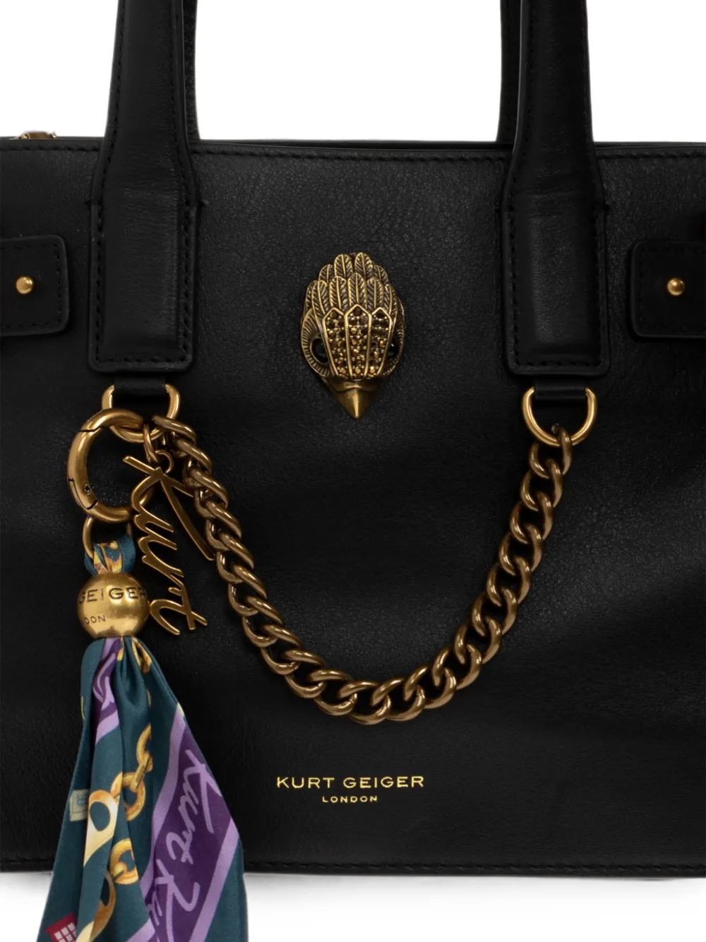 Kurt Geiger London Kleine Sloane leren shopper Zwart