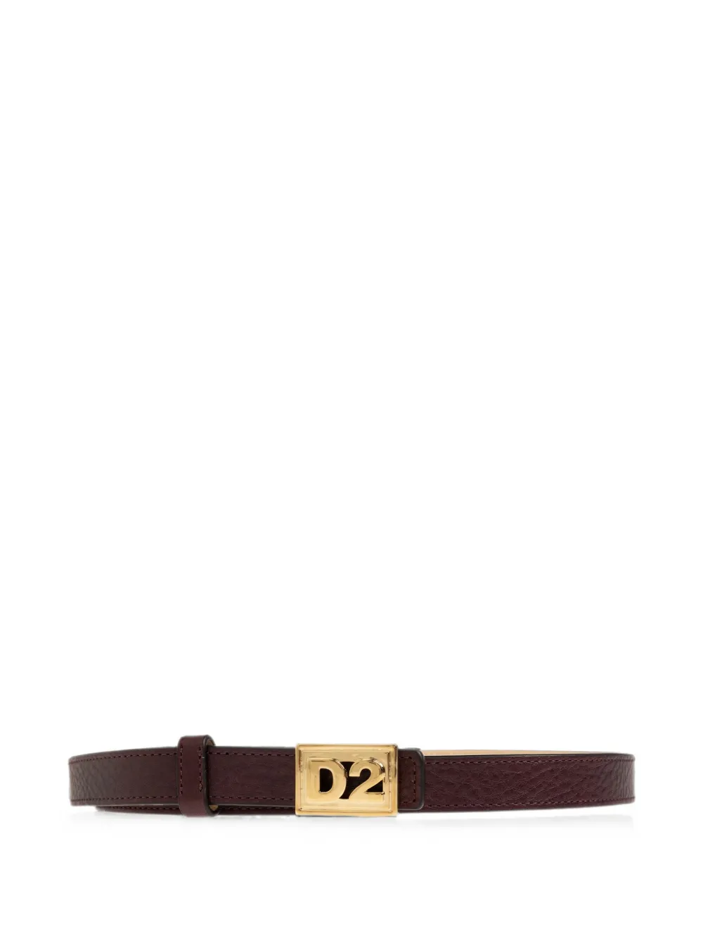 Dsquared2 Logo-plaque Pebbled Leather Belt In Brown