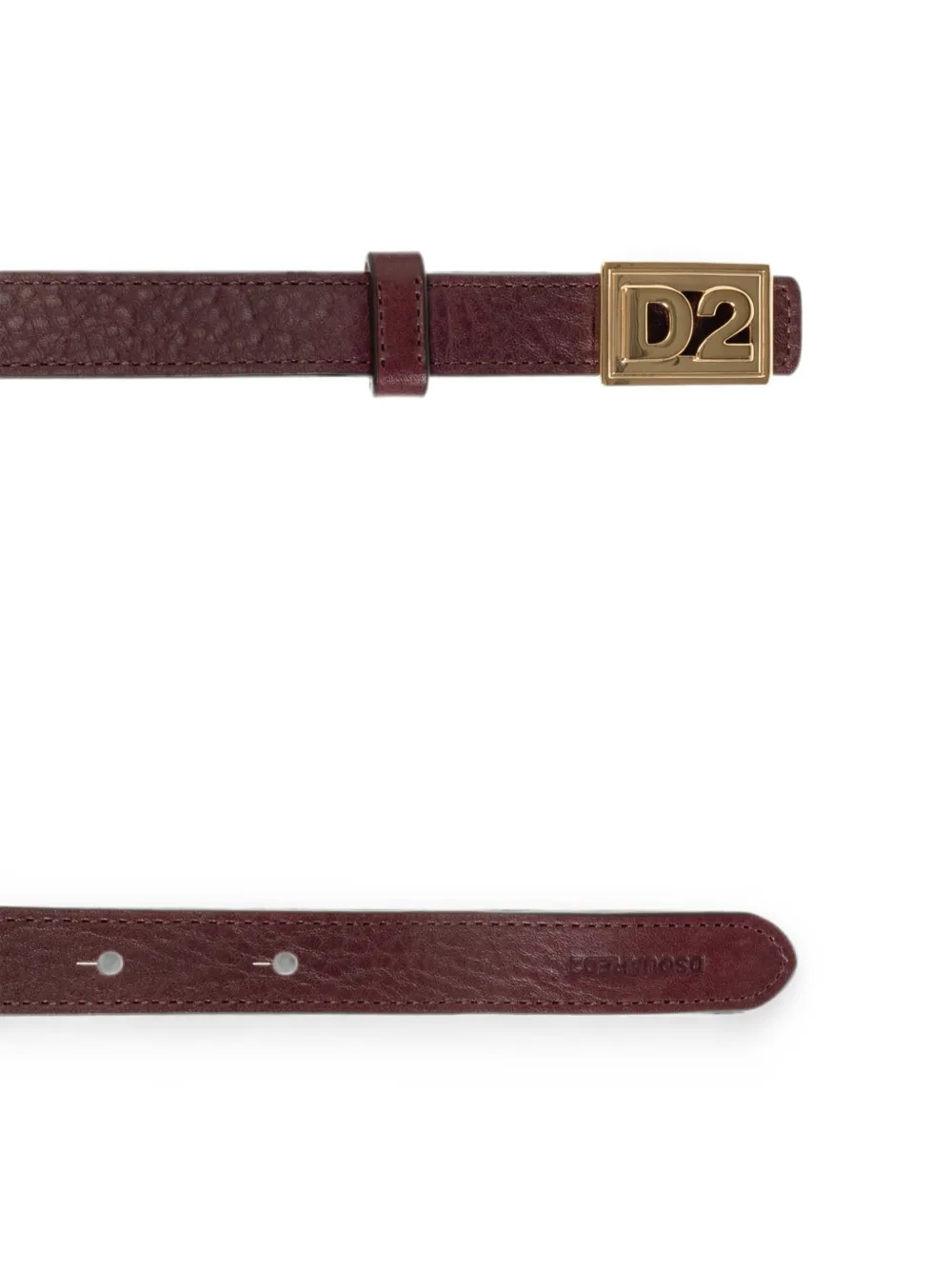Dsquared2 Logo-plaque Pebbled Leather Belt In Brown