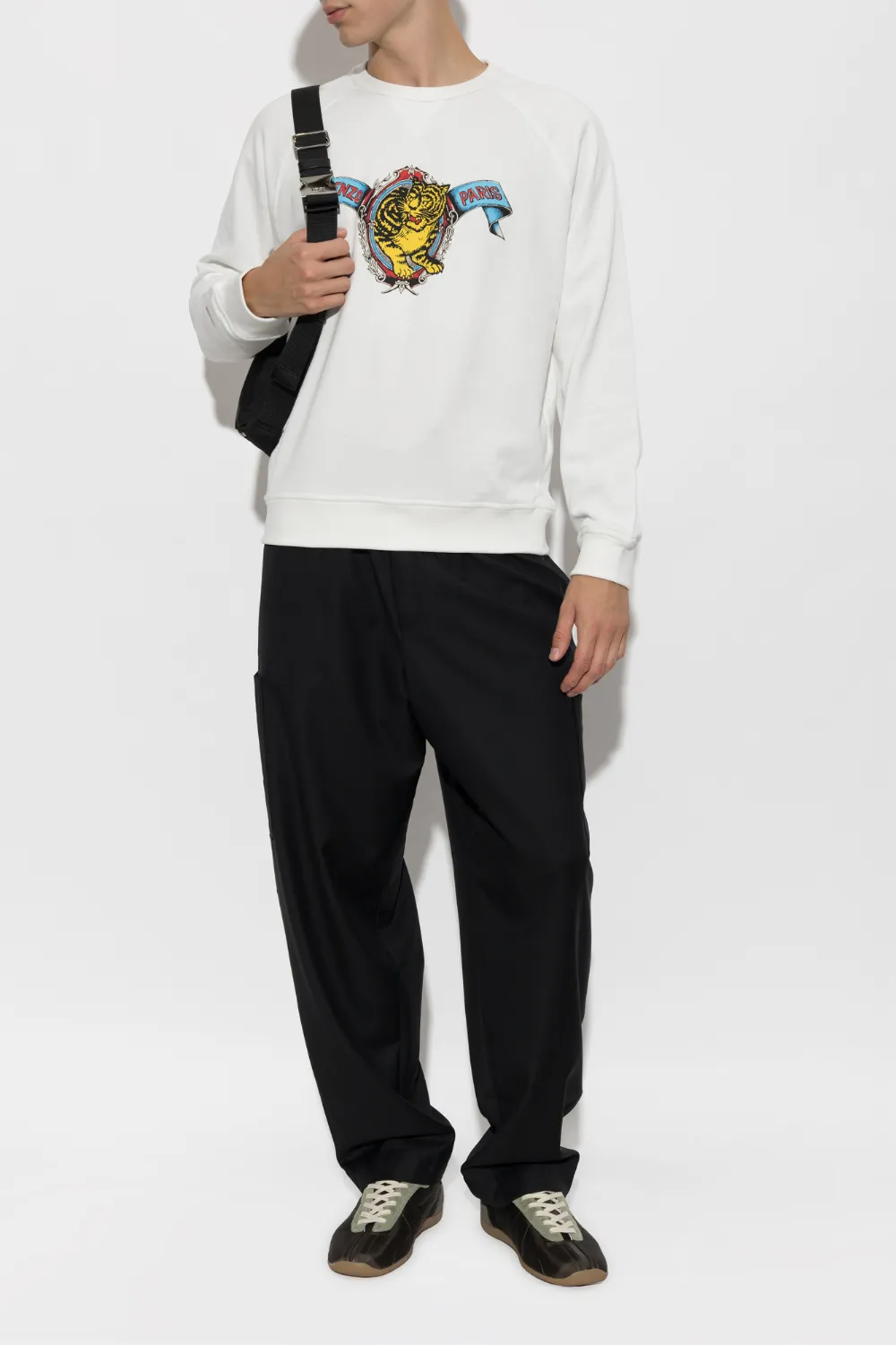 Kenzo Virgin Wool Straight-leg Trousers In Multi