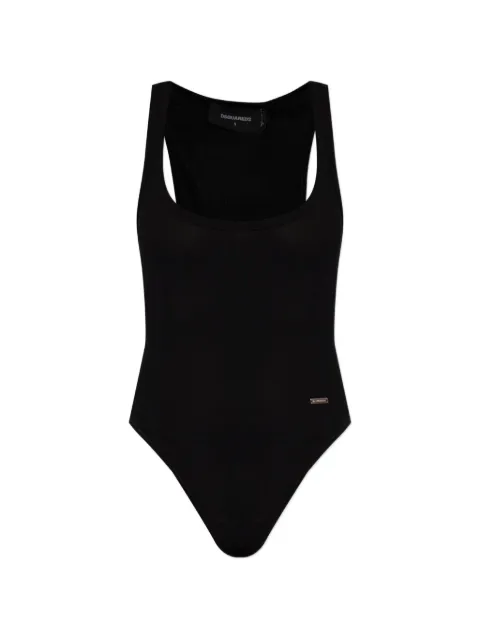 DSQUARED2 ribbed-knit logo-plaque bodysuit