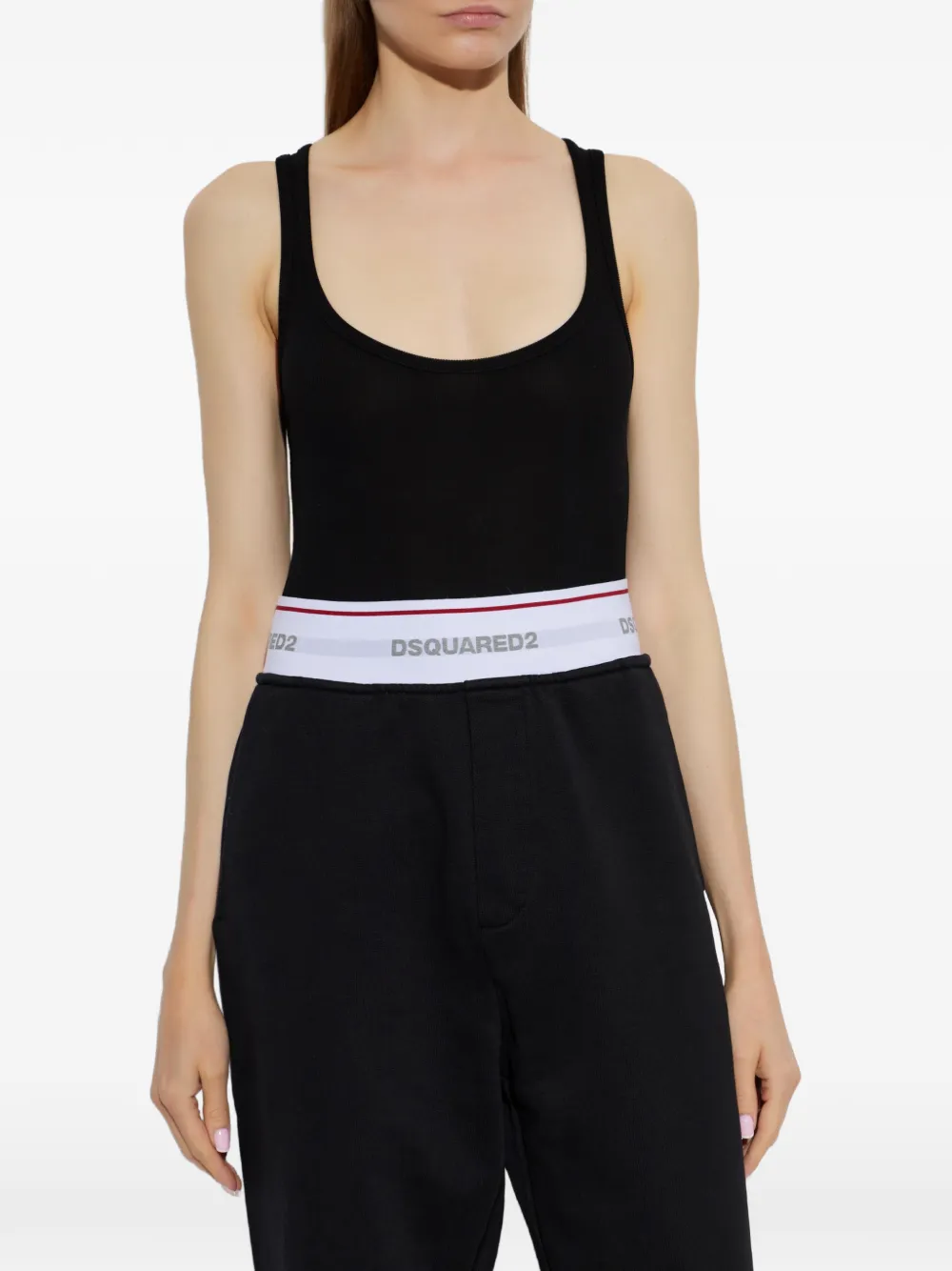 DSQUARED2 Ribgebreide body met logo-plakkaat Zwart