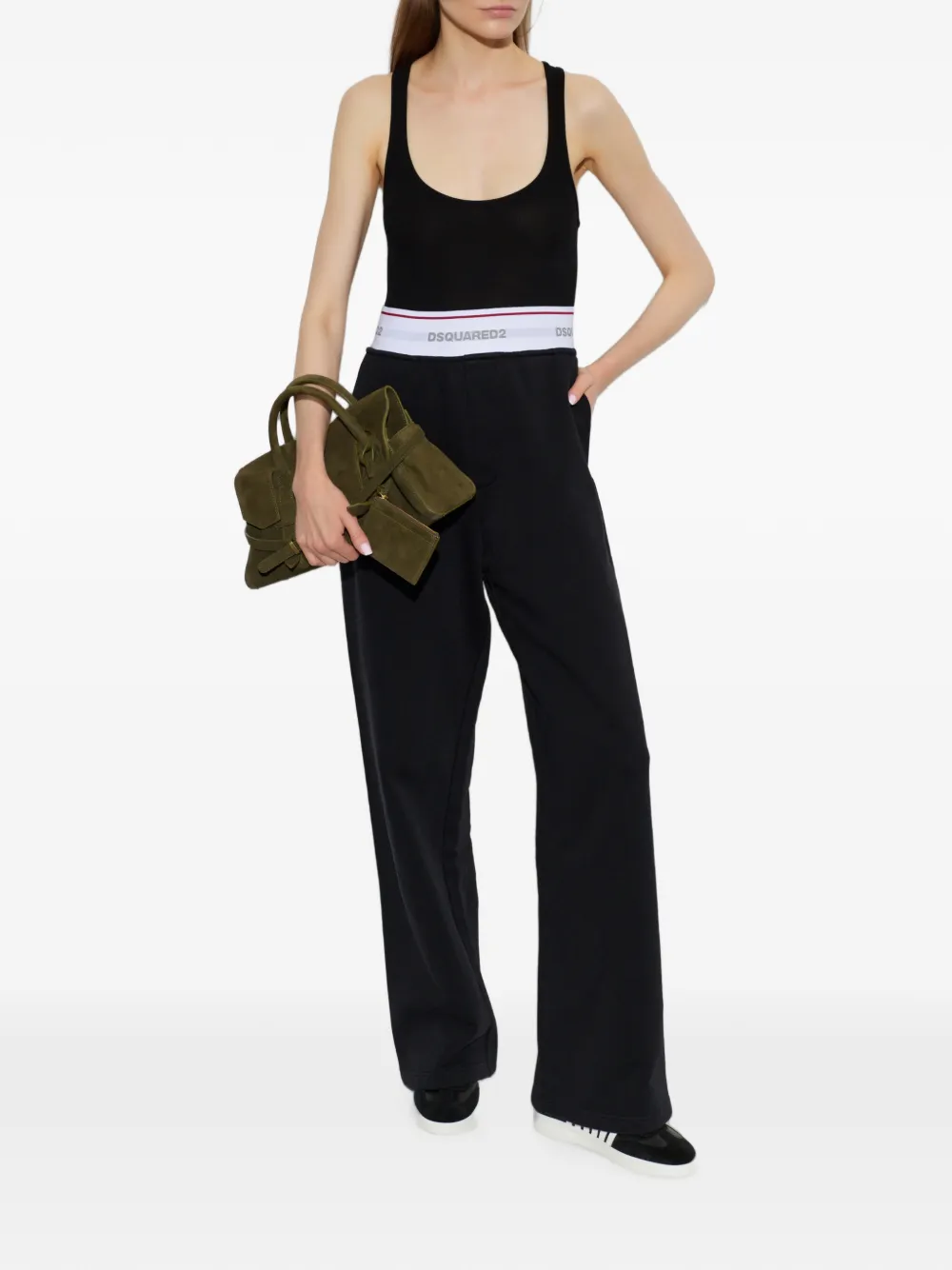 DSQUARED2 Ribgebreide body met logo-plakkaat Zwart