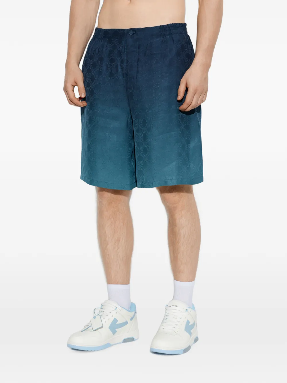 Off-White Arrow bowlingshorts met monogram-jacquard Blauw